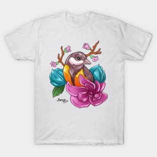 Cute Bird in Flowers T-Shirt